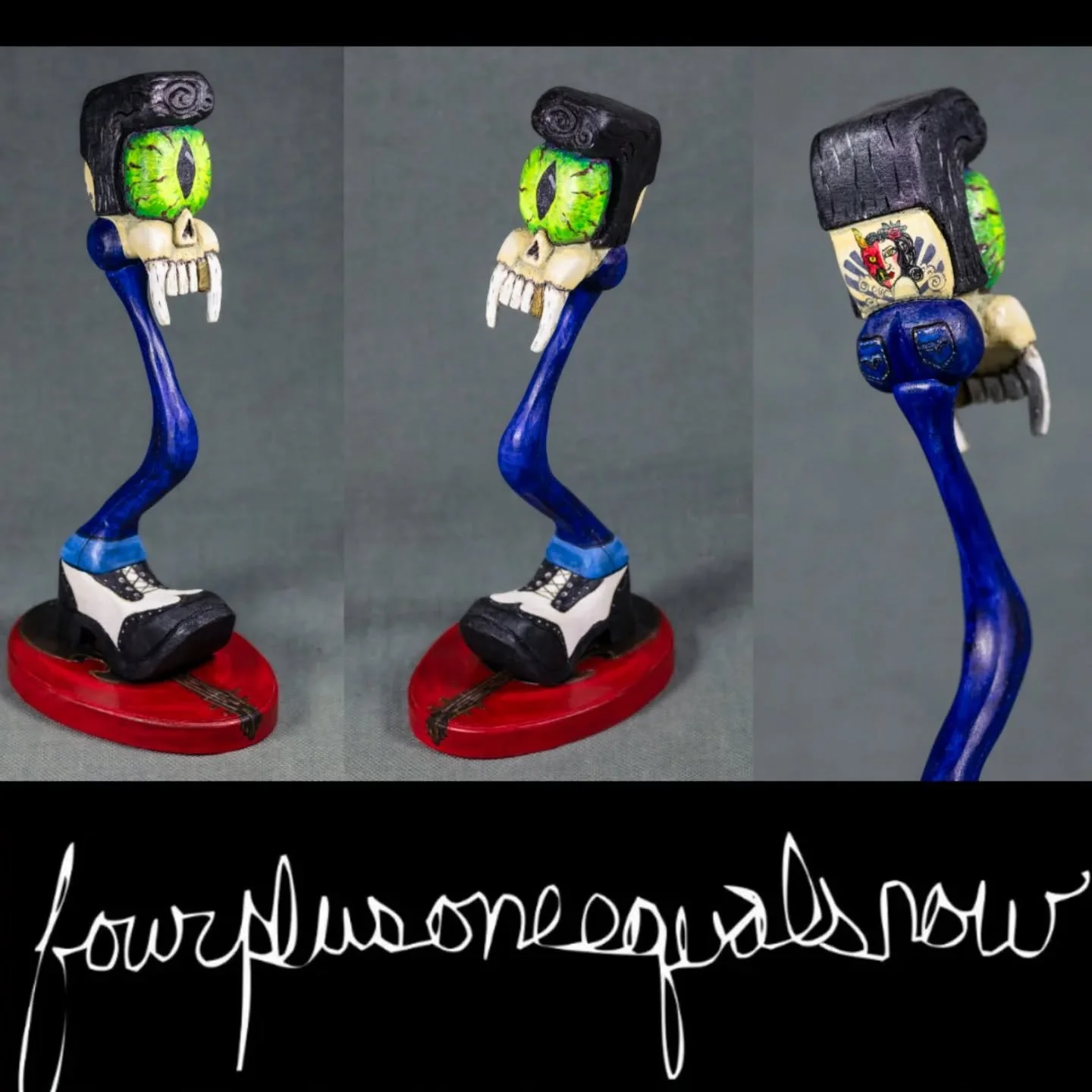 Two more chances to see our art show! First, tonight, Thursday starting at 7pm, while the band Up Around the Sun plays some tunes and 2nd, on closing day Saturday, Nov. 1, from 1-5. 
You'll get to see this piece, called Rockabilly Bob. He's got the