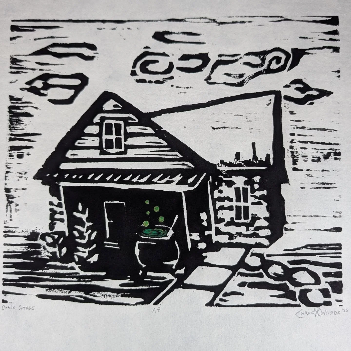 Wood block artist proof prints of our little Chaos Cottage, turned out successful, considering we're figuring it out on our own. And we chose a paper for the forthcoming edition! 😁 Come check them out and let us show you our process at the upcoming 
