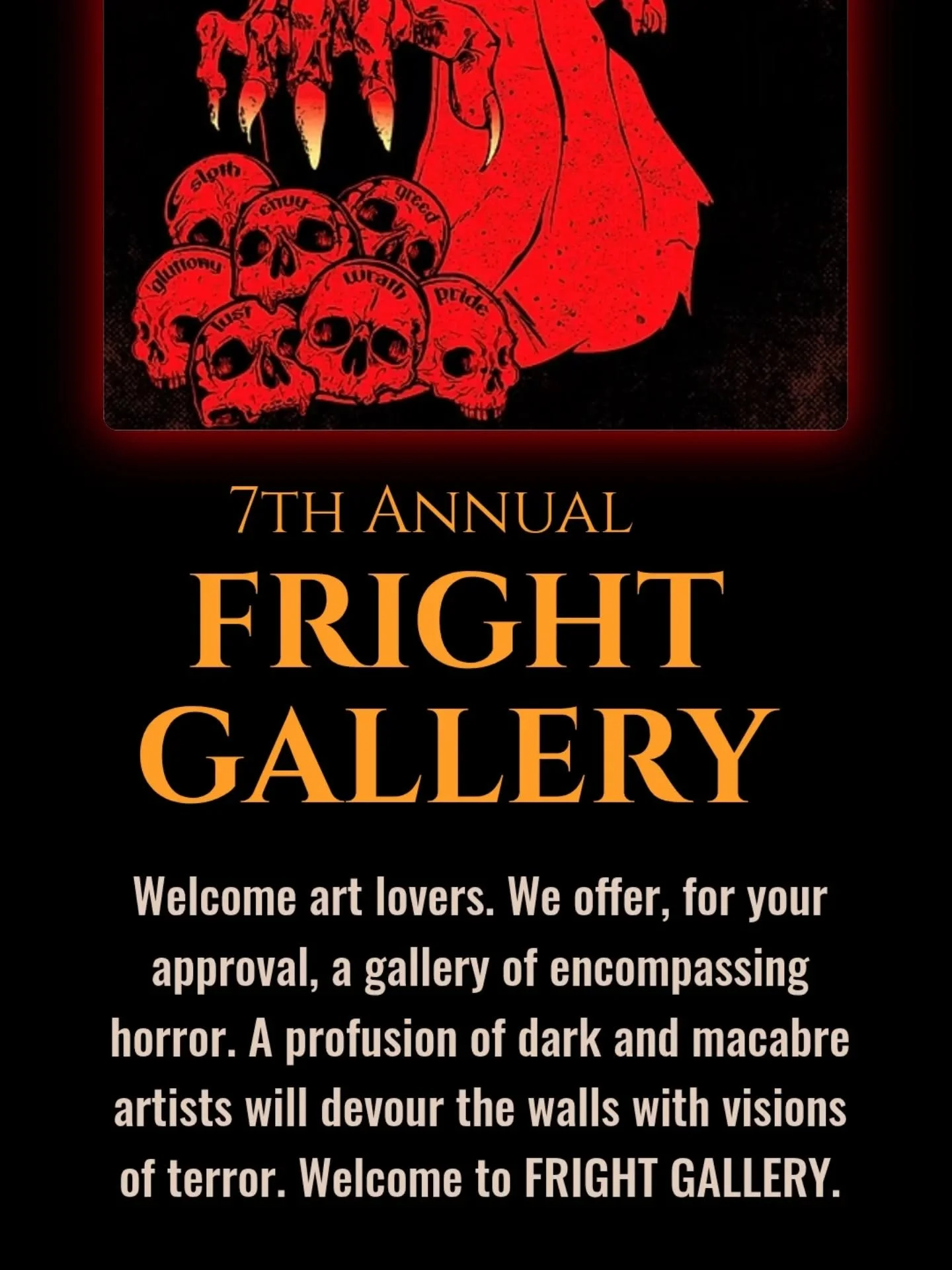 Fright Gallery is a one-night-only, pop up art gallery made for lovers of dark art. The gallery features local dark and horror artists and is one of the only horror/dark art events of its kind in Austin. Don't miss the horror! Produced by @bloodovert