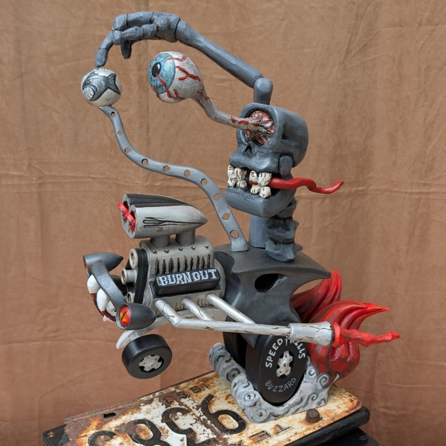 Meet Billy Burnout! One of three sculptures we'll be debuting at Fright Gallery, @frightgallery TOMORROW! This is a single evening pop up of horror and dark art with a great program of music and live art that you won't want to miss! Hope to see you t