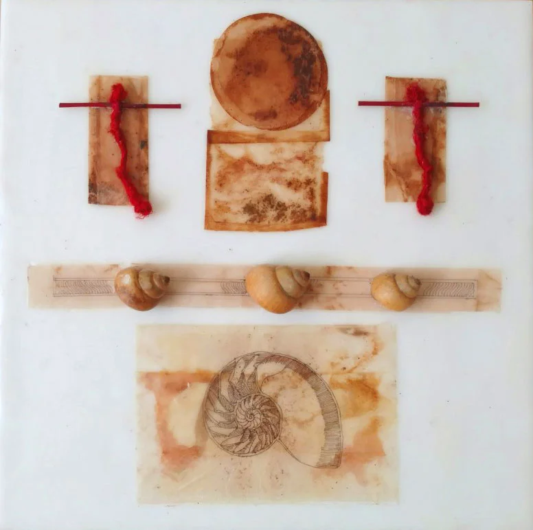 "Meditation Series - The Golden Spiral", encaustic & mixed media on panel, 12 x 12"