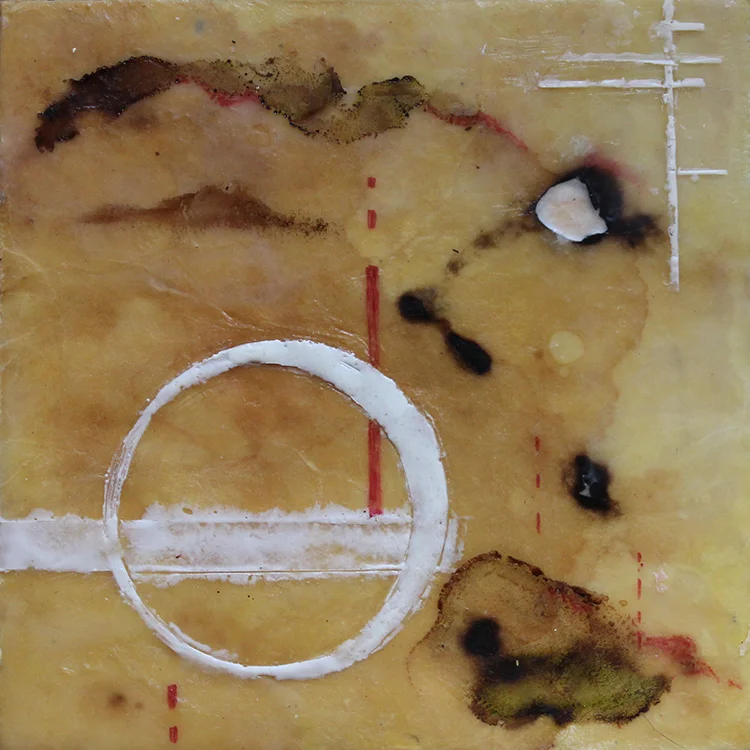 Perigee Moon, encaustic & mixed media on panel, 8" x 8"