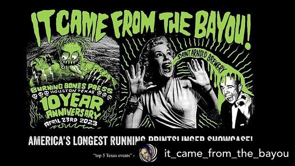 I&rsquo;m excited I&rsquo;ll be participating for the second year in It Came From the Bayou 
Printmaking showcase! I&rsquo;ll be making a poster this year, I&rsquo;m kinda of nervous about it! 😬
Posted @withregram &bull; @it_came_from_the_bayou Do y