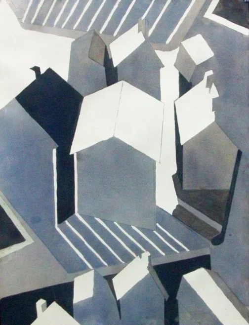 Cyber Community Shades of Gray 27 x 26 in. Watercolor