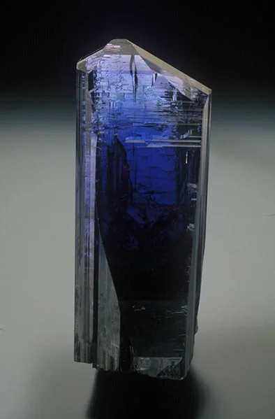 Fine unheated tanzanite crystal, Merelani, Tanzania, 8.5 cm.