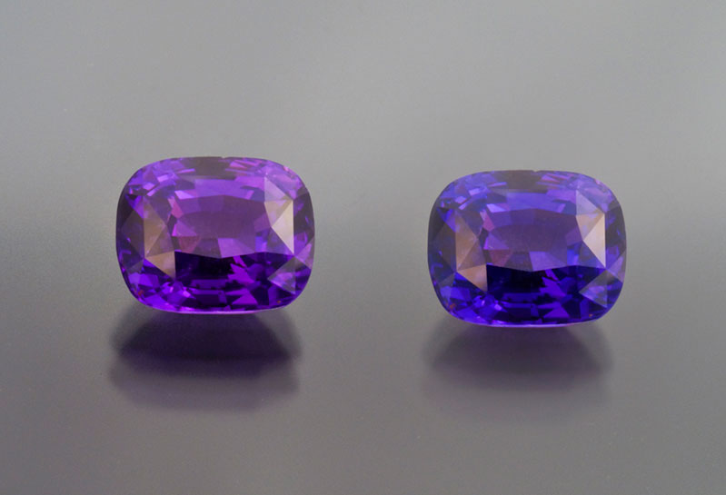  Matched pair of purple sapphires, Ilakaka, Madagascar. Total weight 10+ carats. 