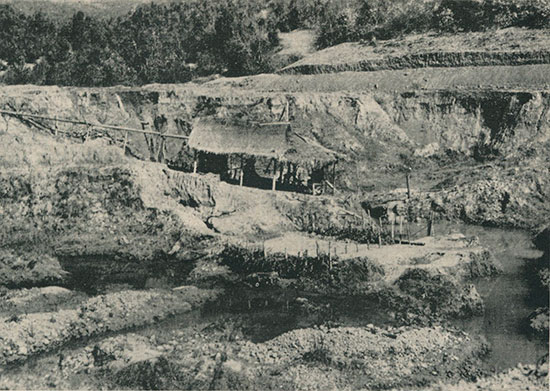 Typical alluvial gem mine in Burma. One of about 1200 in the Mogok area