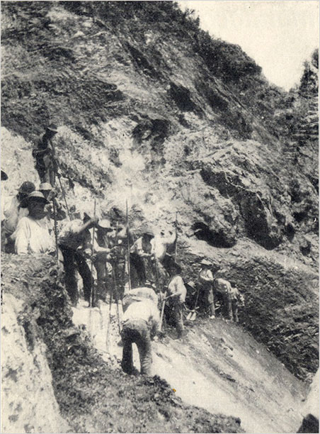 Cutting away the overburden.