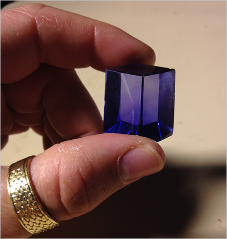 Crystal cut in rhomboid. The Great Sapphire from the crown jewels of Louis XIV. This gem made a grand appearance at the opening of the mineralogical and geological hall of the national history museum in Paris. See more images of the sapphire and more below . (Photo: Carl Larson)