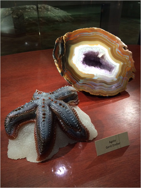 Sneak peek. Above and below, we're given a taste of the Dreher family exhibition at GIA. (Photos: Bill Larson)