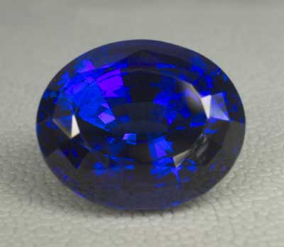 A stunning 45-ct. tanzanite from Pala International. (Photo: Wimon Manorotkul ; Gem: Pala International)