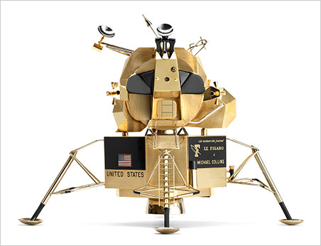 Module model. Lunar Excursion Module, made for and formerly owned by Apollo 11 astronaut Michael Collins, designed and owned by Cartier. (Photo courtesy Carnegie Museum of Natural History, Pittsburgh)