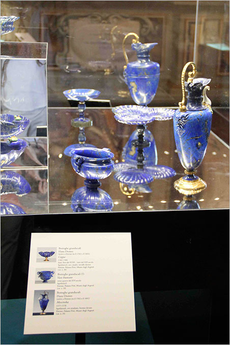Not dishwasher safe. In the foreground is a two-handled amphora thought to have been crafted in the grand ducal workshops of the Medici during the third quarter of the 16th century. The ewer (1577–1578) that stands to the right is attributed to Hans Domes, from those same workshops. These are from the collection of the Silver Mseum. (Photo: S. Tavernier)