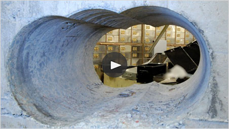This image was chosen by the Guardian to illustrate the video of a press conference announcing the apprehension of the Hatton Garden thieves. It shows the thickness of the vault's walls, through which the thieves bored.