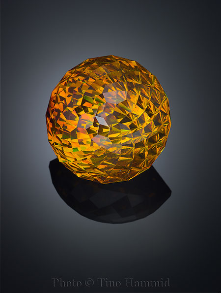From page 553 of The Handbook of Gemmology . This wonderful 39-carat fancy-cut gem sphalerite was sold to Pala International's Bill Larson at last year's AGTA GemFair in Tucson by Tino Hammid, whose hundreds of photographs are featured in the book.