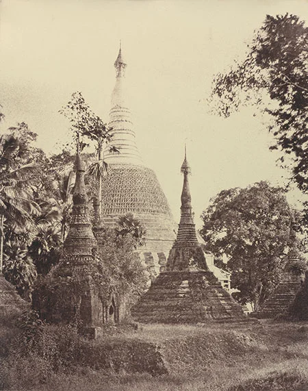 Linnaeus Tripe. Rangoon: Near view of the Shwe Dagon Pagoda, November 1855. (Collection of National Gallery of Art, Washington, courtesy Victoria & Albert Museum)