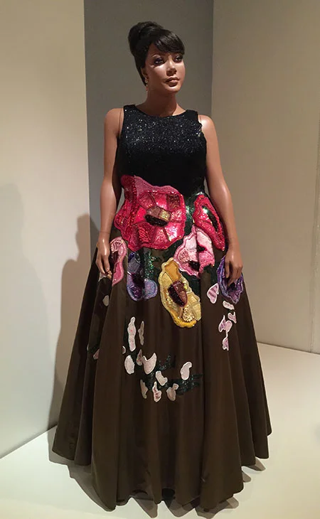 Todd Oldham (United States), evening dress. Special order, 1997. Silk/rayon satin blend, glass beads, plastic sequins, synthetic trim. Appeared in 'The Jazz Age of Fashions.' From the caption placard: "Dominated by the slender, fashion's runway…