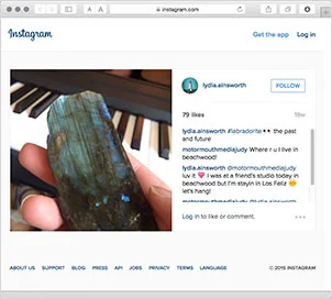 Labradorite has a relationship with "the past and future," singer-songwriter Lydia Ainsworth writes on her Instagram page.