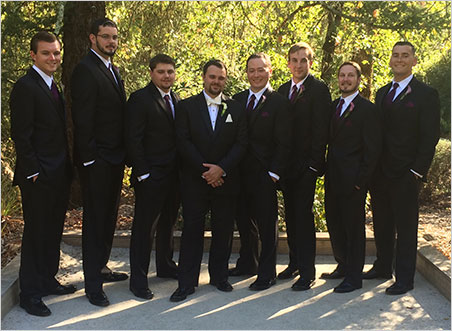 Groomsmen. From left, Chris Anson, Jason Engel, Carl Larson, Will Larson, Dan Szajngarten, Ben Sobczak, Trey Fleming, Jacob Ceseña. (Photo: Bill Larson)