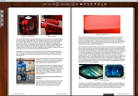 A screenshot from the Laboratory Created Gemstones section. Tom Chatham, of Chatham Created Gemstones, commented that he'd never seen such depth on the subject. Almost too much; it could breed new competitors.