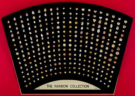 The Rainbow Collection will be displayed through April 26 at the Harry Oppenheimer Diamond Museum in the Ramat Gan diamond exchange complex. The collection includes three rare red beauties. (Photos courtesy Israel Diamond Exchange)
