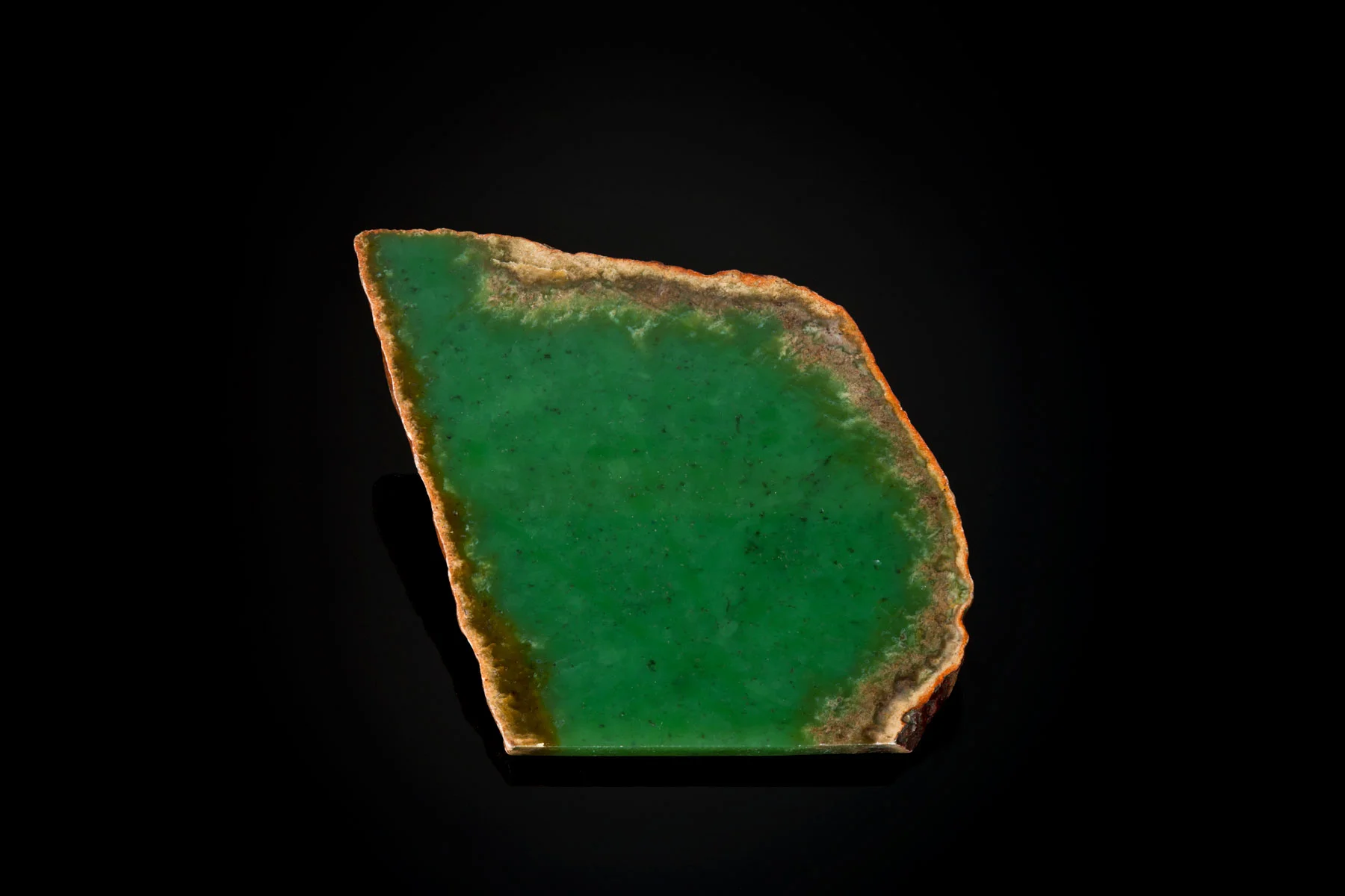 This is one of the first pieces of good green that I purchased in 1980. I bought this piece from John Sinkankas, who had bought it in 1948 at a show. It is about 2" x 5" x ¼". (Photo: Robert Weldon)
