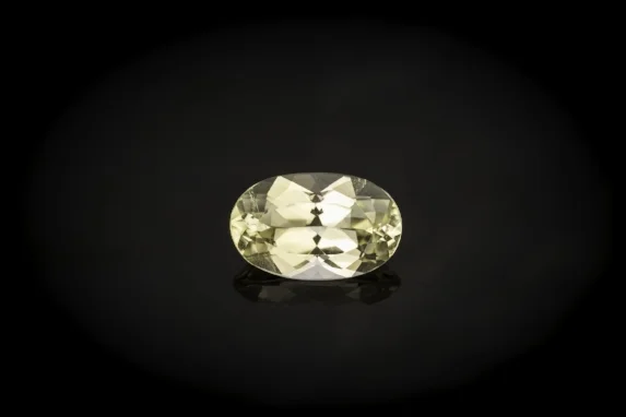 Pale yellow 7.89 cts. oval euclase. (Photo: Mia Dixon)
