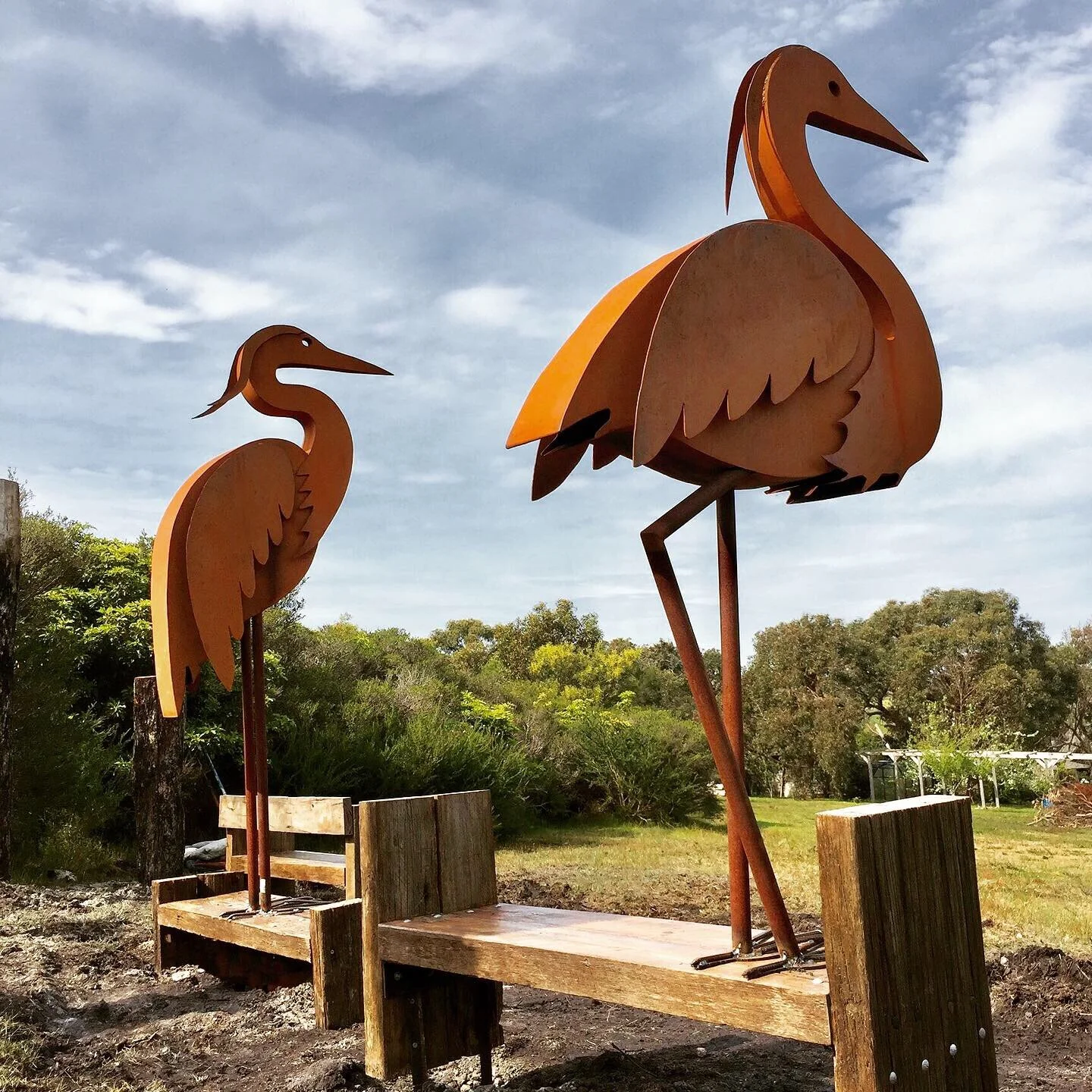 Heron sculptures