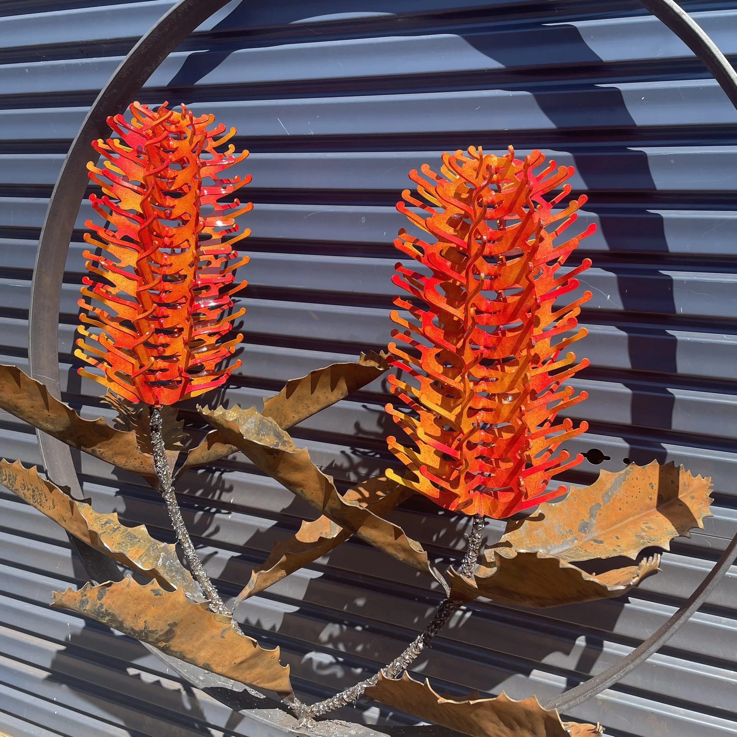 Double Giant Banksia in Ring sculpture in Red by Grant Flather (detail)