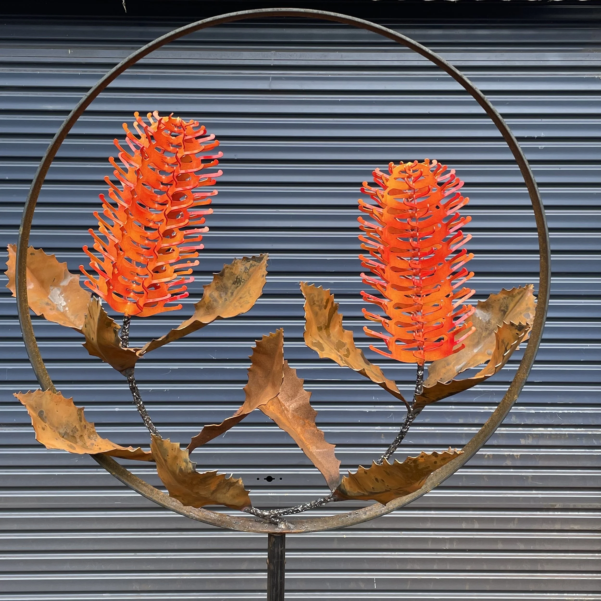Double Giant Banksia in Ring sculpture in Red by Grant Flather (detail)