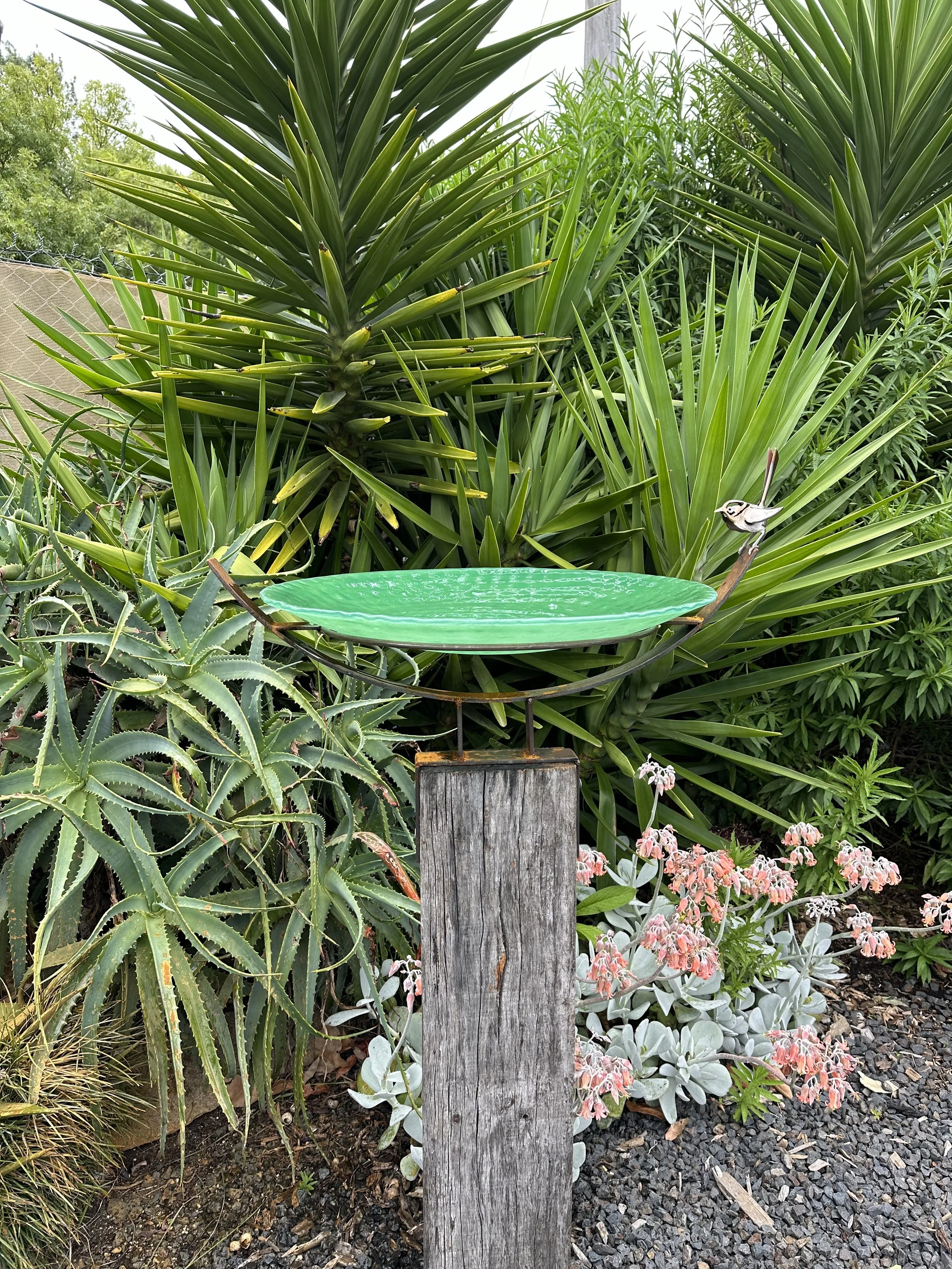 Australian made with hand made glass dish and one wren. 