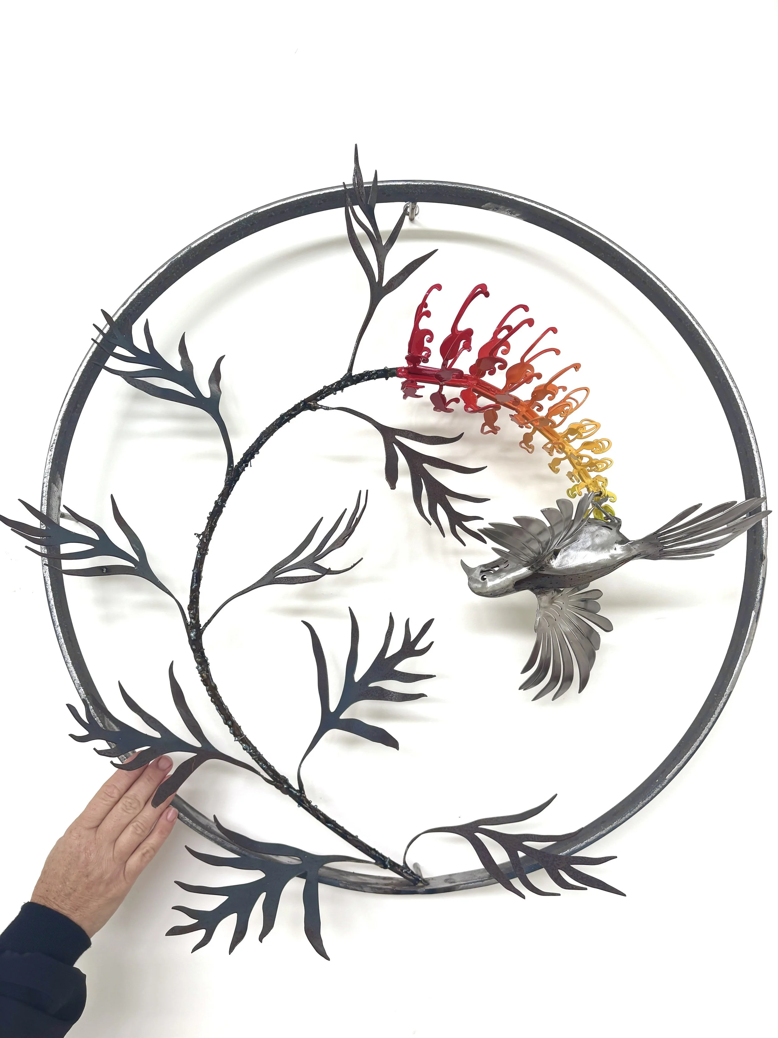 Single Grevillea wall piece with Landing Bird