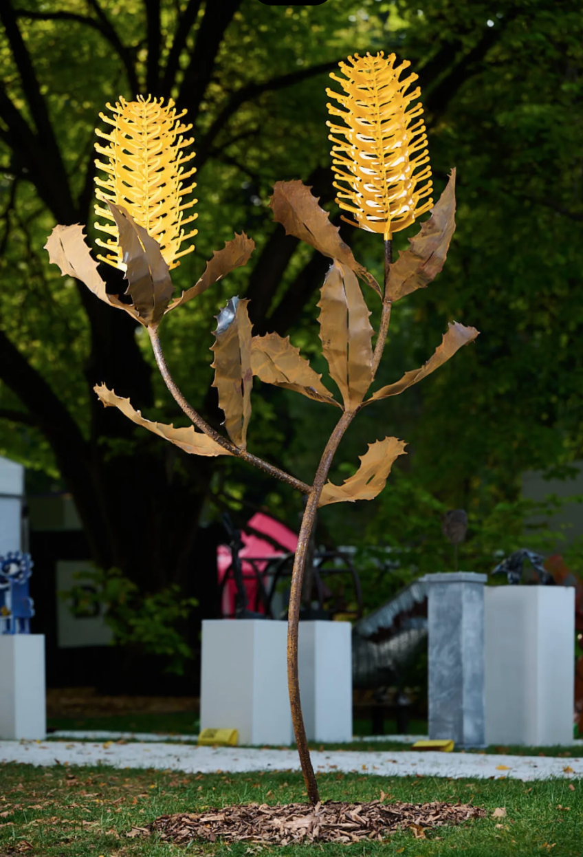 Super Giant Banksia Tree sculpture (Double) in Yellow by Grant Flather