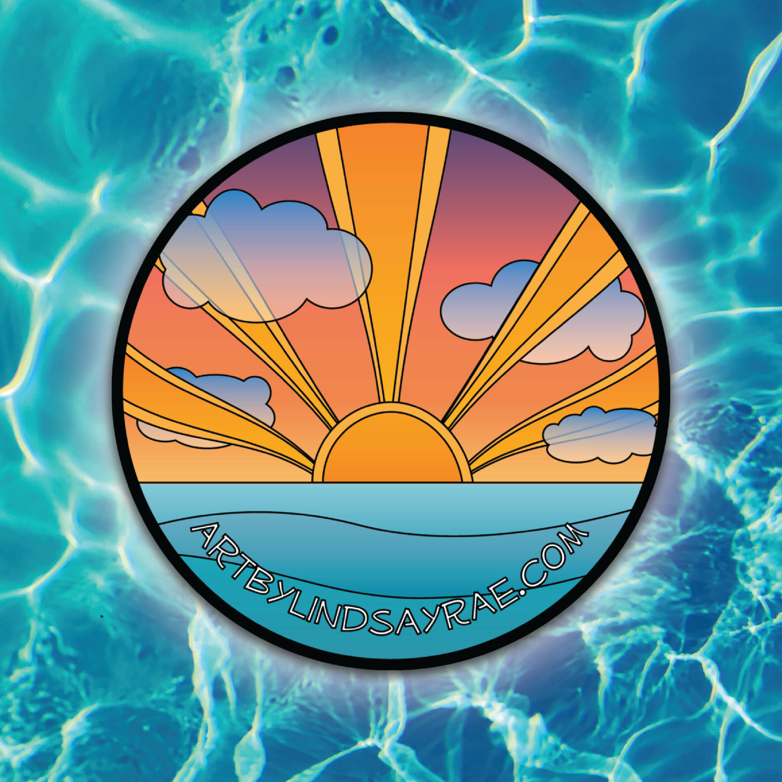 Ocean Sunset Matte Circle Sticker