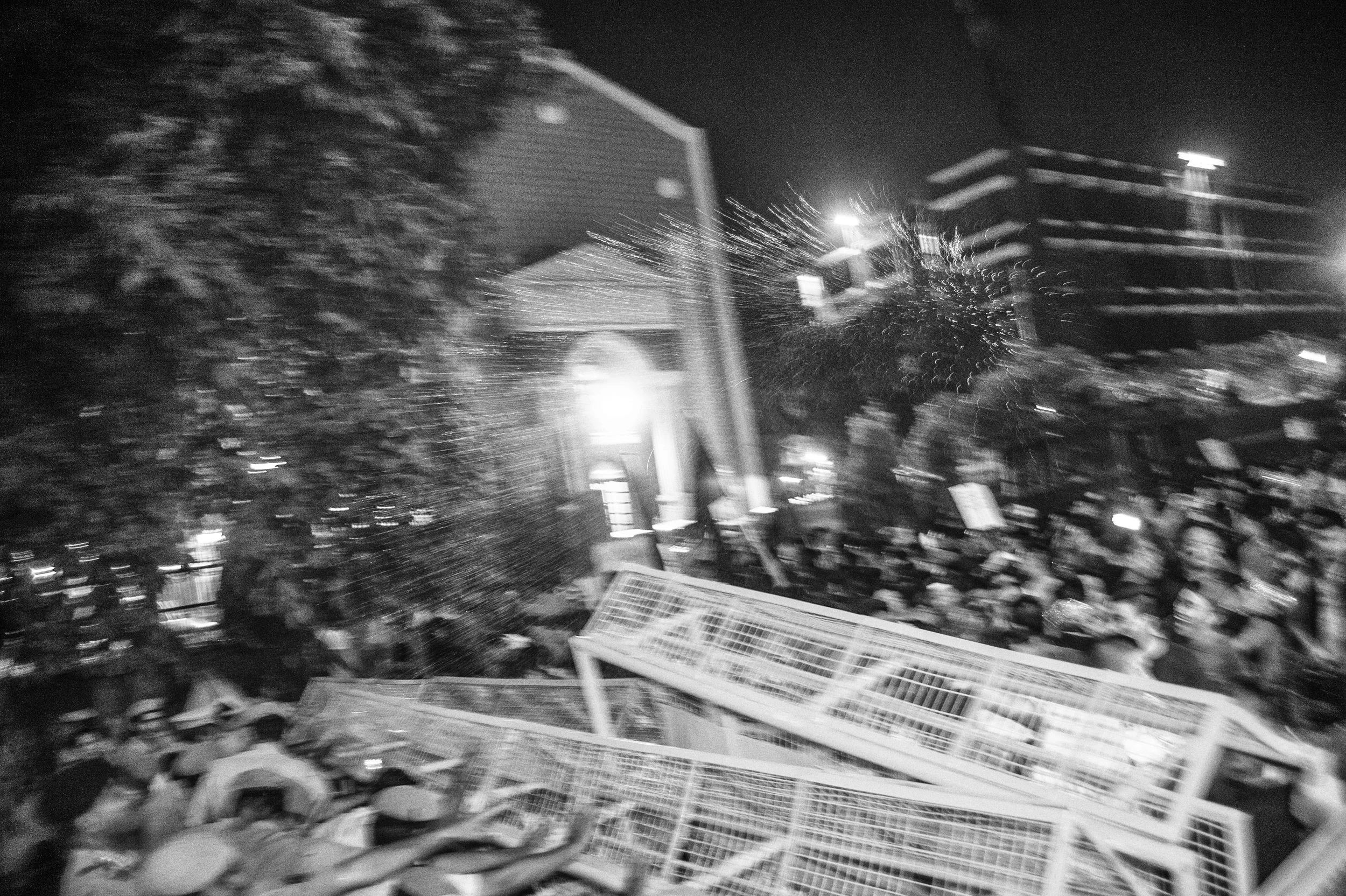 June, 2016: The crowd of young protesters from the hill districts of Manipur, pushed through the heavy barricades outside Manipur Bhavan in Delhi. Eyewitnesses said, this happened just after bricks were allegedly thrown from inside the bhawan's prem