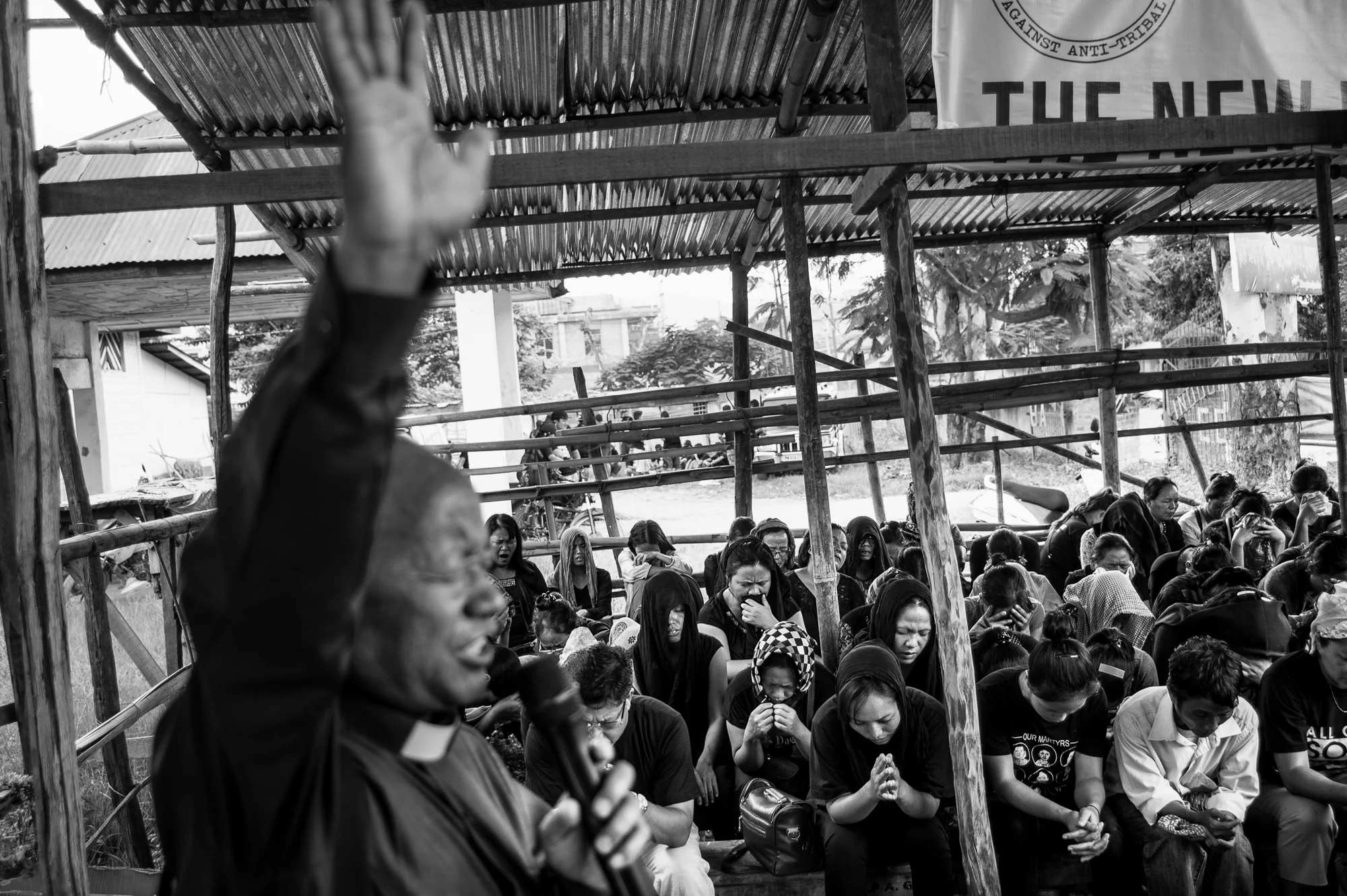 August 2016: At Pumbuk, where a memorial for the dead stands in Churachandpur, thousands of women prayed, led by a pastor after a long silent march through town.