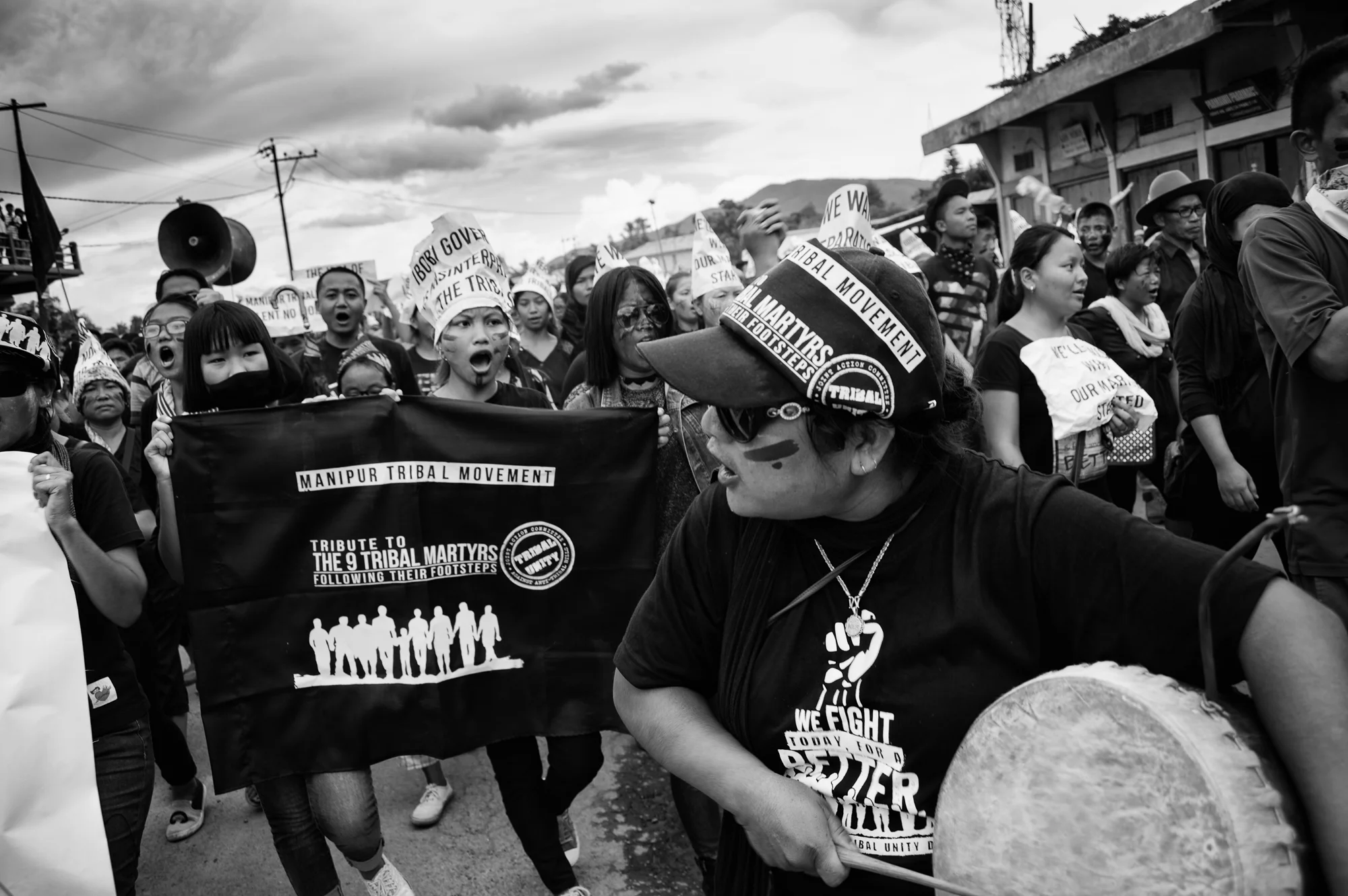 August 2016: Thousands of protesters marched through the hills of Churachandpur to the sounds of traditional tribal drums and gongs, chanting slogans.