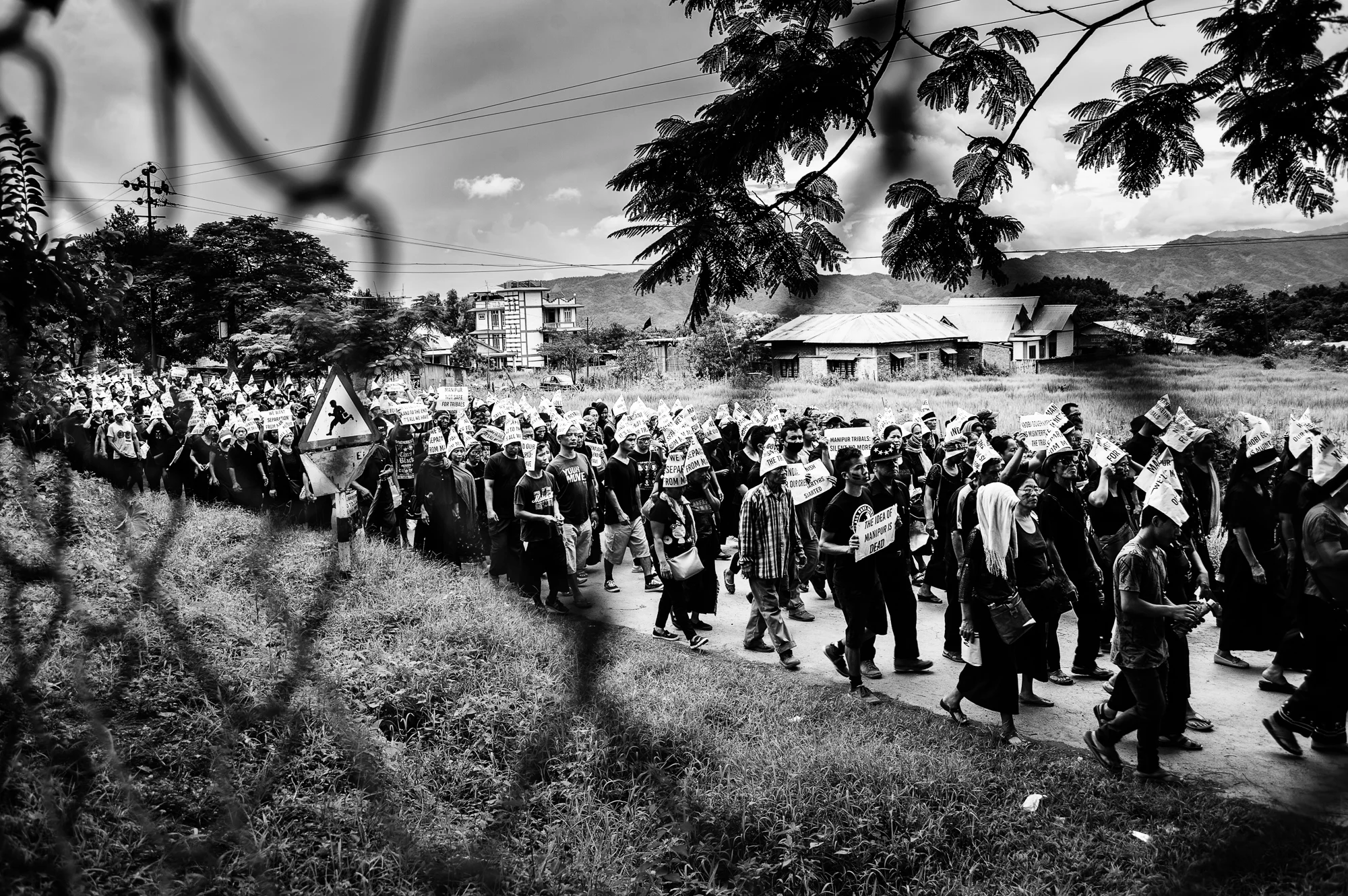 August 2016: The protestors covered a distance of ten kilometres from Churachandpur College grounds to a memorial built for those that had died in 2015, walking over four hours through the gently sloping hills of pastoral Churachandpur.