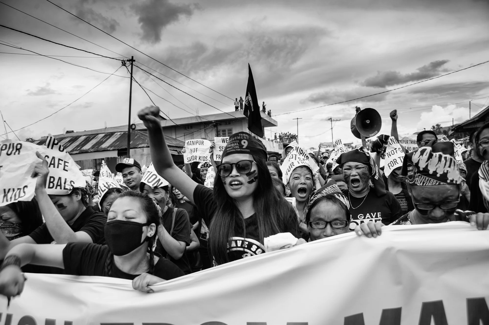 August 2016: Young women lead the march of thousands through the town of Lamka.