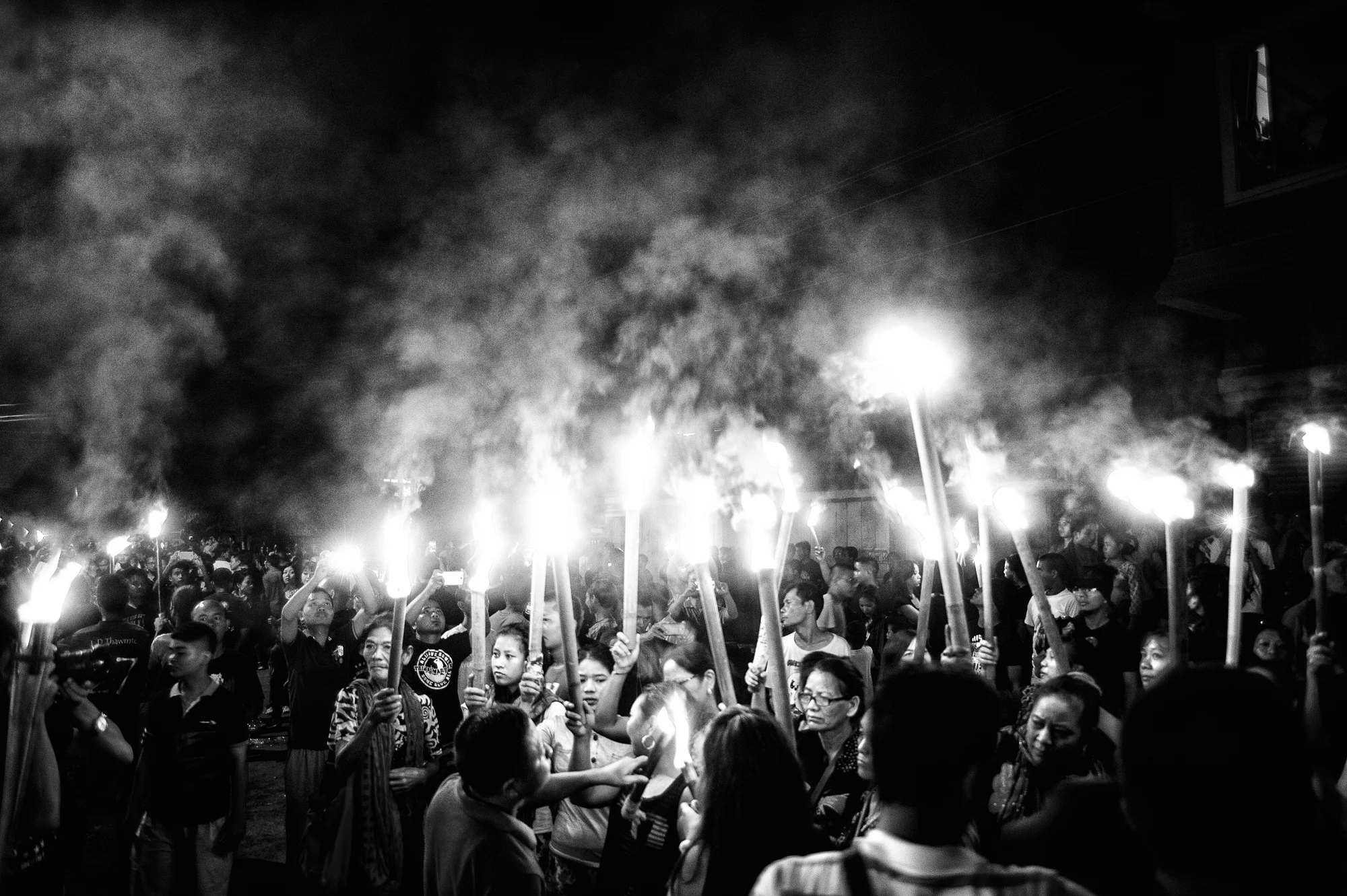 August 2016: Thousands again marched on the evening of August 30, this time with lit torches to their respective homes.