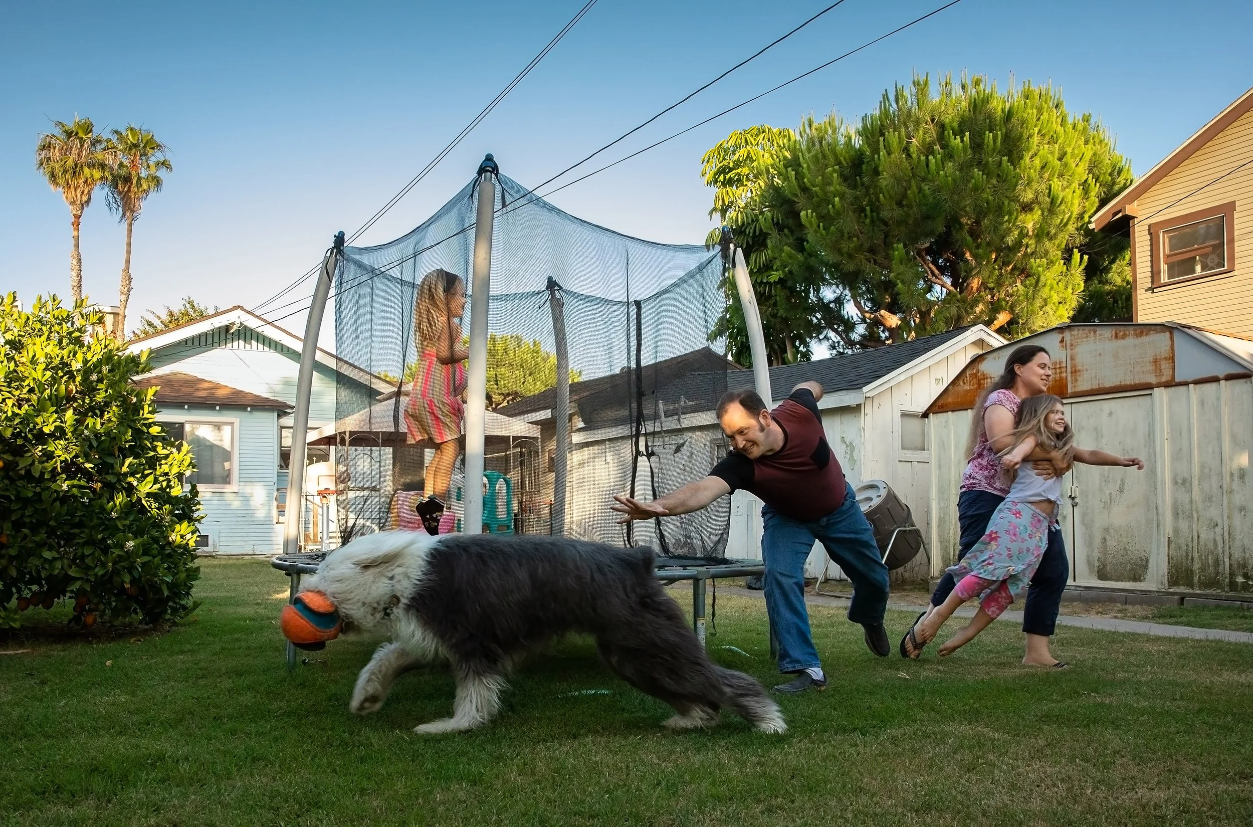 Alumna Veronica Cherene is a physical therapist in the Intensive Care Unit (ICU) at Long Beach Memorial hospital.  To decompress from the stress during the COVID-19 pandemic, she makes time to play with her family after work. / For Long Beach State U