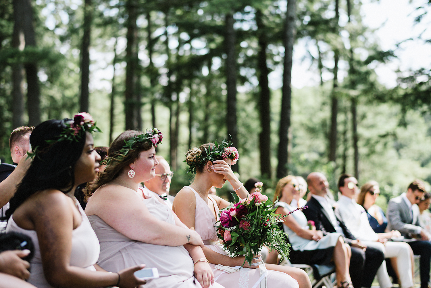 Muskoka-Cottage-Wedding-Photography-Photographer_Photojournalistic-Documentary-Wedding-Photography_Vintage-Bride-Forest-Wedding-Ceremony-Venue-Guests-Crying.jpg