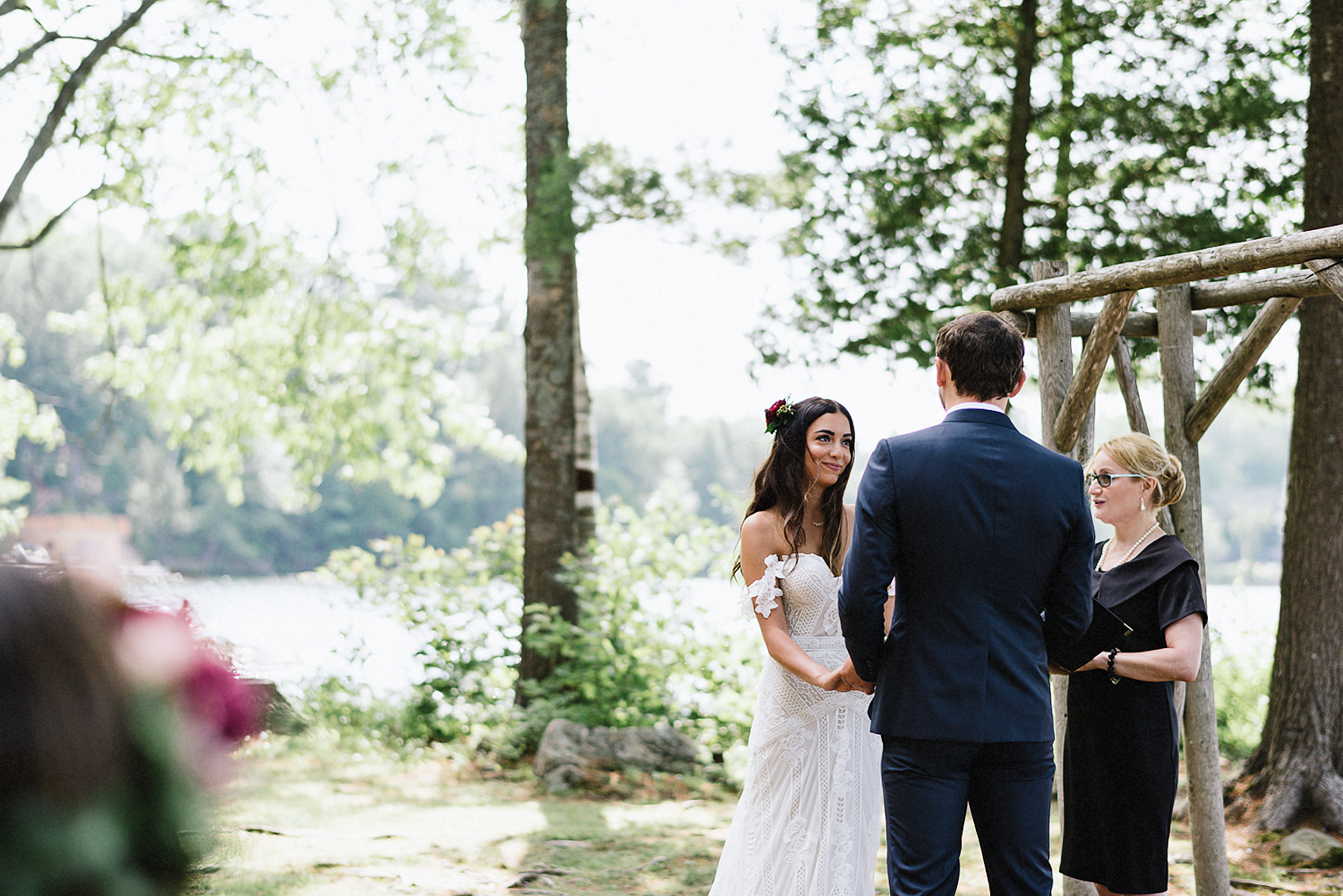 Muskoka-Cottage-Wedding-Photography-Photographer_Photojournalistic-Documentary-Wedding-Photography_Vintage-Bride-Forest-Wedding-Ceremony-Venue-Bride-Crying.jpg