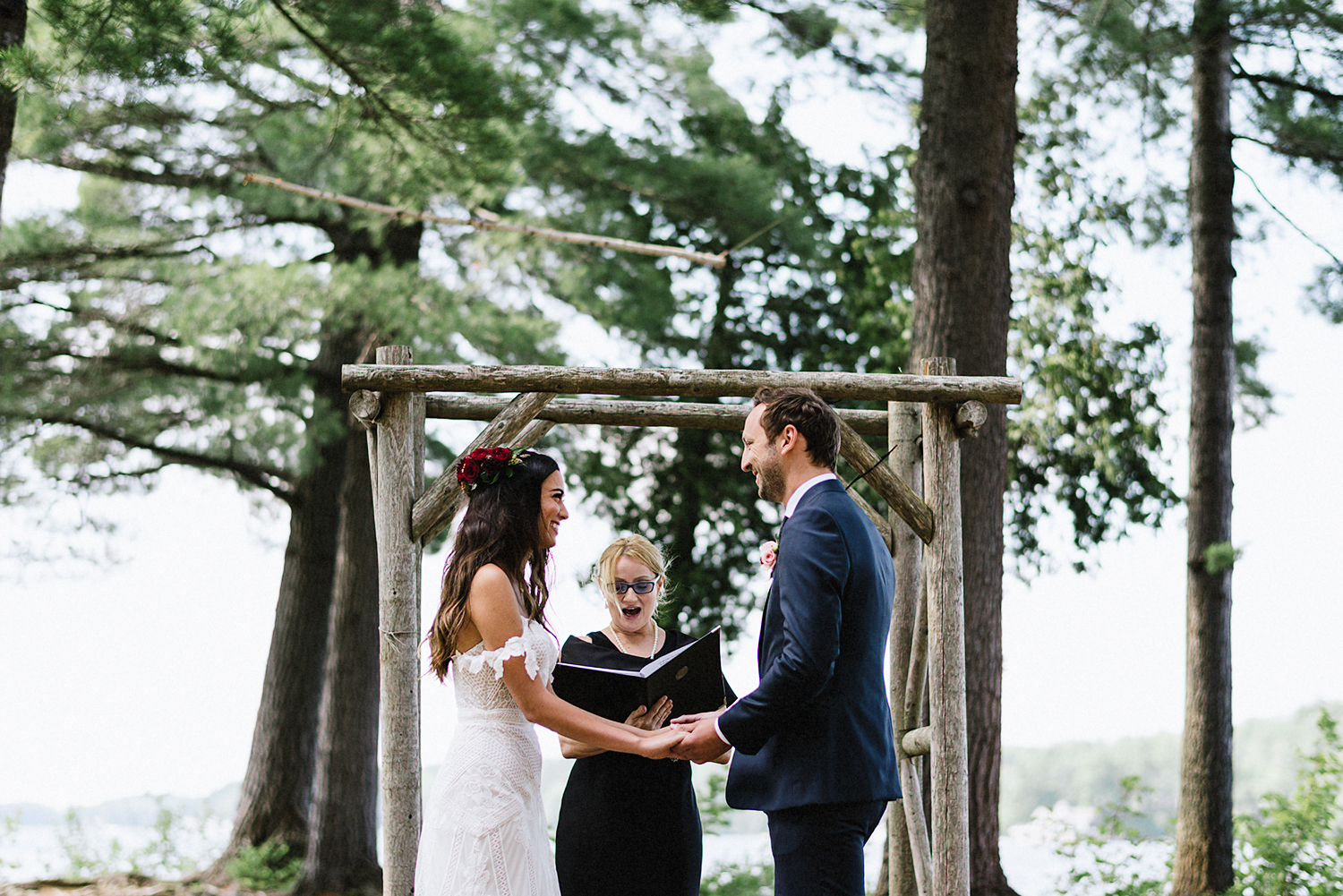 Muskoka-Cottage-Wedding-Photography-Photographer_Photojournalistic-Documentary-Wedding-Photography_Vintage-Bride-Forest-Wedding-Ceremony-Venue-Bride-Groom-Laughing-Crying.jpg