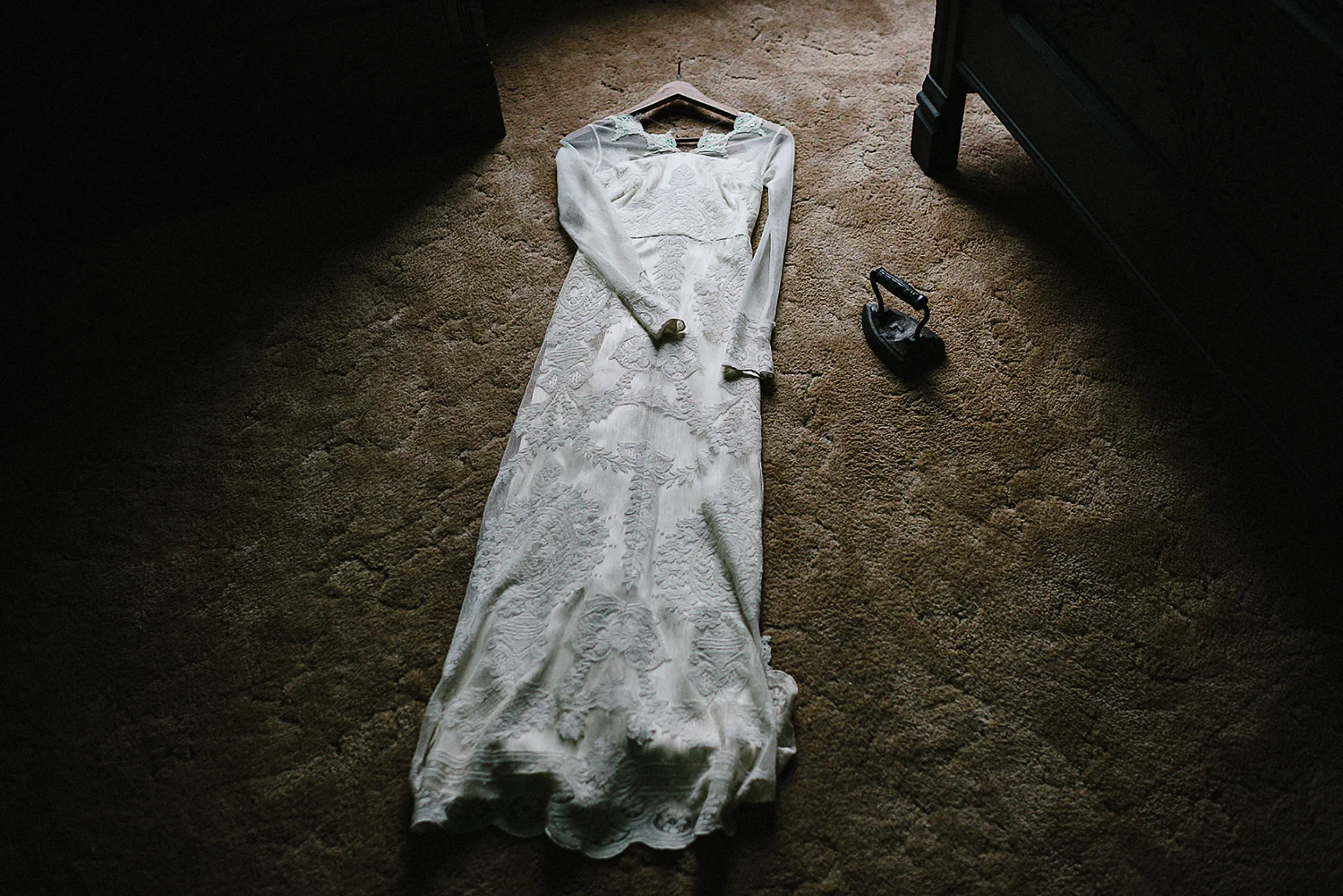 Best-Moody-Vintage-Small-Town-Chapel-Wedding-Toronto-Ontario_Antique-Bedroom-Vintag-Wedding-Dress-Detail-Old-Iron-Carpet.jpg