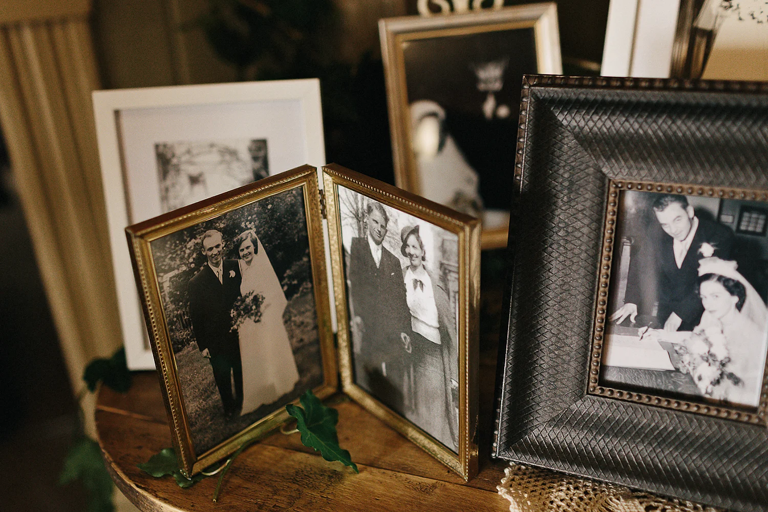 Best-Moody-Documentary-Wedding-Photography-Photojournalism-Vintage-Small-Town-Chapel-Wedding-Toronto-Ontario_Reception-Venue-details-of-vintage-photos.jpg