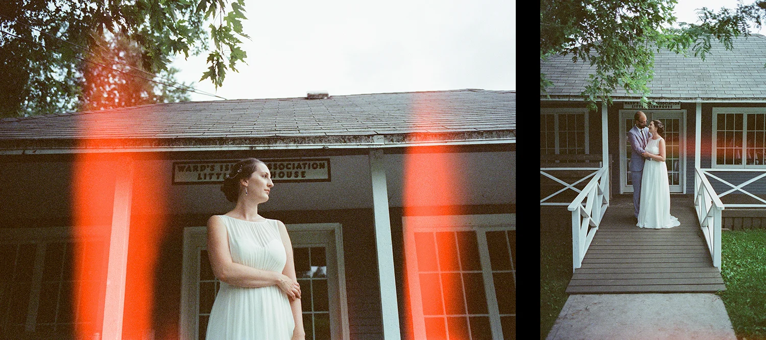 7-Best-Analog-Film-Wedding-Photographers-Toronto-Ontario-Canada-35mm-Cinestill-800T-Bride-Portrait-with-red-light-leak-Toronto-Island-Wedding-Venue.jpg