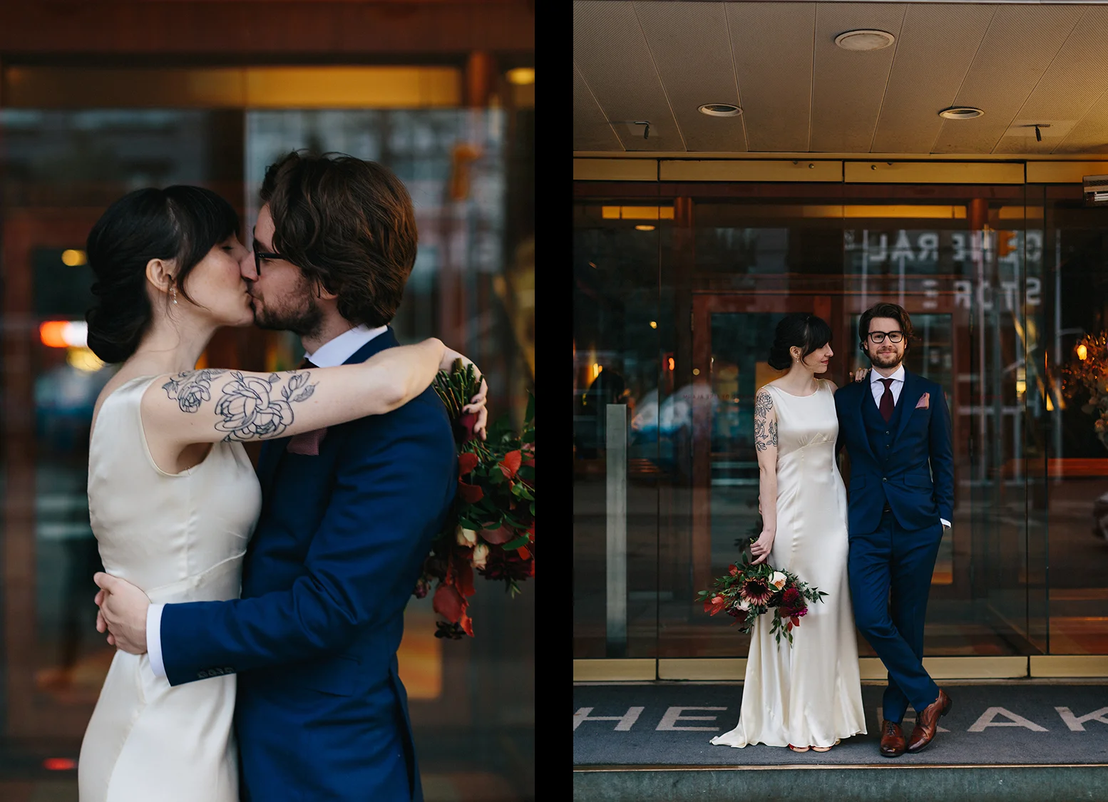 12-photojournalistic-bride-and-groom-portraits-by-window-in-boutique-hotel-vintage-elopement-inspiration-bouquet-by-timberlost-Toronto-Elopement-at-the-Drake-Hotel-Torontos-Best-elopement-photographers-candid-documentary.jpg