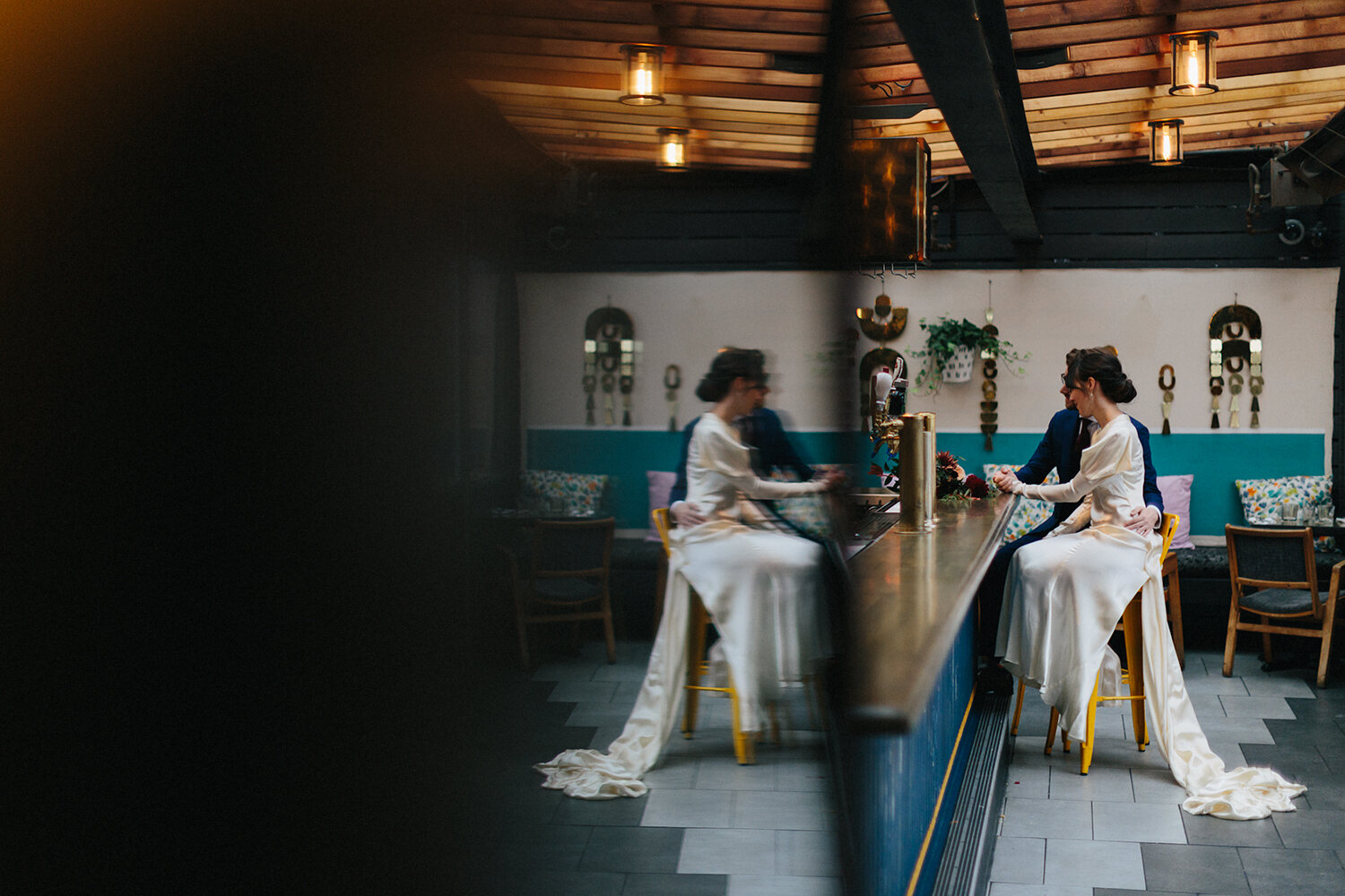 film-artistic-fine-art-weird-cool-tattooed-bride-and-groom-couples-portraits-at-the-bar-vintage-wedding-elopement-inspiration-bouquet-by-timberlost-Toronto-Elopement-at-the-Drake-Hotel-Torontos-Best-elopement-photographers-candid-documentary.JPG