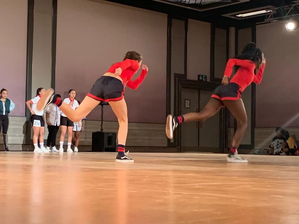Action shot of Sam and Babs who placed 2nd for their Hip Hop duo.